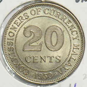 Malaya 1950 20 Cents UNC 491457 combine shipping