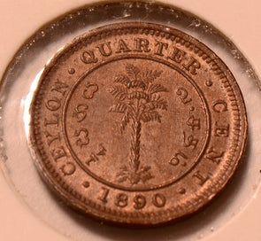 C0031 Ceylon 1890  1/4 Cent  spots combine shipping