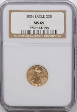 2004 5 Dollars gold NGC MS69 1/10oz gold eagle NG1637* combine shipping