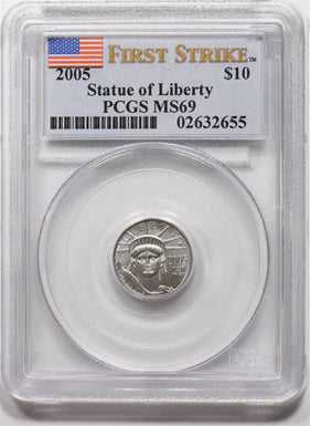2005 Platinum Eagle $10 liberty first strike APtW 0.1oz PCGS MS69 PC1607