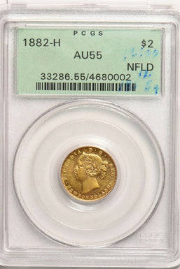 Canada 1882 H $2 gold PCGS AU55 NEWFOUNDLAND PC1177 combine shipping