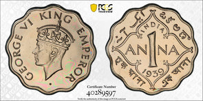 India British 1939 C Anna PCGS PR65 Restrike Proof rare grade SW-9.149 PC1019 co