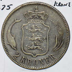 Denmark 1875 2 Kroner Porpoise animal 294512 combine shipping