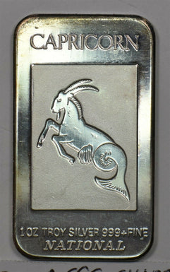 Canada 1990 's 1oz troy silver bar Capricorn National Co zodiac series BU0685 co