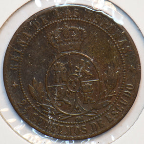 Spain 1868 2 1/2 Centimos de Real 902496 combine shipping