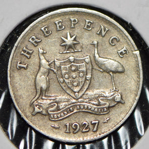 Australia 1927 3 Pence Kangaroo animal Emu  191497 combine shipping