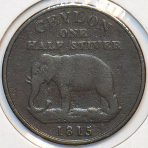 Ceylon 1815 London 1/2 Stiver Elephant animal Sri Lanka (1796-1948) 296342 combi