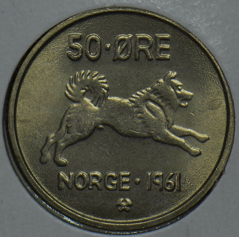 Norway 1961 50 Ore Elkhound animal 290840 combine shipping