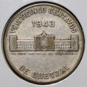 Guatemala 1943 25 Centavos Quetzal animal  150109 combine shipping