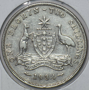 Australia 1934 Florin Kangaroo animal Emu 240187 combine shipping