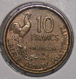 France 1952 10 Francs Rooster animal  900430 combine shipping