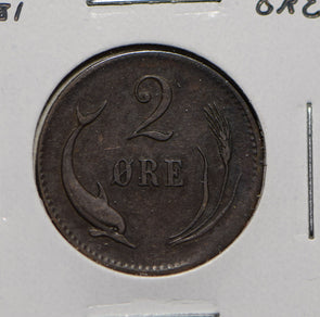 Denmark 1881 2 Ore Porpoise animal  901362 combine shipping
