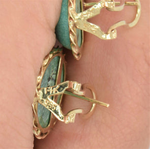 14K Gold Turquoise Earrings 3.92g RG0189