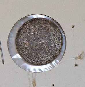 British India 1889 2 Annas silver  I0337 combine shipping
