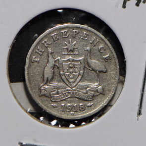 Australia 1918 3 Pence Kangaroo animal Emu  901214 combine shipping