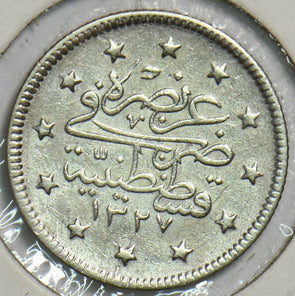 Turkey 1909 AH1327 2 Piastres 152831 combine shipping