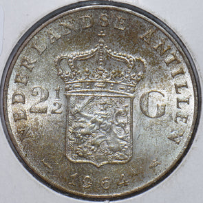 Netherlands Antilles 1964 2 1/2 Gulden Lion animal BU 294962 combine shipping