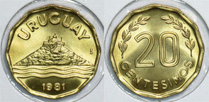 Uruguay 1981 20 Centesimos 198642 combine shipping
