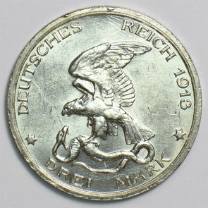German States 1913 3 Mark Eagle, snake animal Horse Kingdom of Prussia 298162 co
