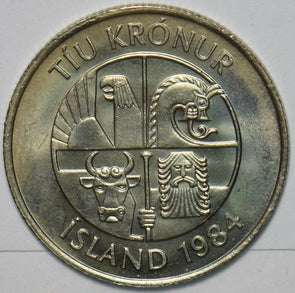 Iceland 1984 10 Kronur Capelins animal Eagle, Horse, Bull 196376 combine shippi