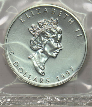 Canada 1997 5 Dollar silvre maple 1oz pure silver sealed BU0720 combine shipping