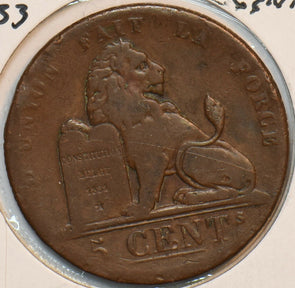Belgium 1833 5 Centimes Lion animal 152019 combine shipping