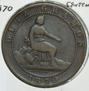 Spain 1870 10 Centimos 198432 combine shipping