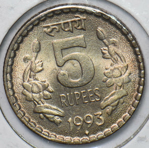 Republic India 1993 B 5 Rupees Lion animal UNC 903235 combine shipping