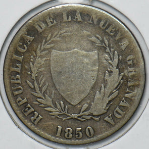 Colombia 1850 2 Reales 296693 combine shipping