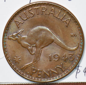 Australia 1943 Penny Kangaroo animal 490095 combine shipping