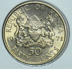 Kenya 1971 Mzeejomo Kenyatta 50 Cents Lions animal First President Of Kenya 1915
