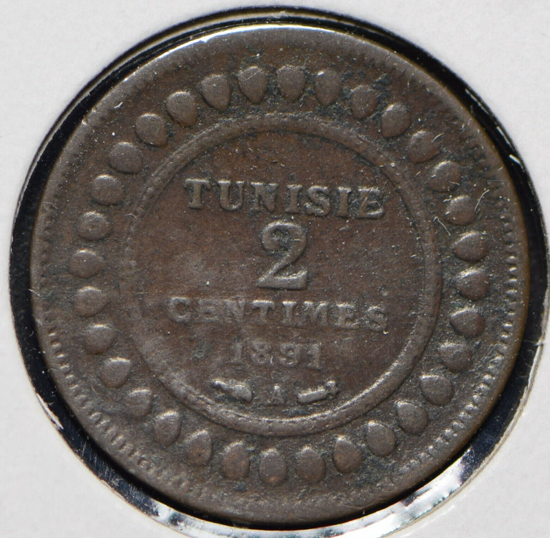 Tunisia 1891 AH 1308 2 Centimes  191291 combine shipping