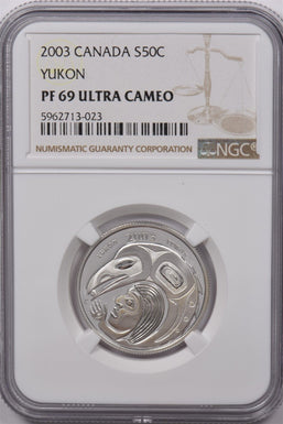 Canada 2003 50 Cents Silver NGC Proof 69 Ultra Cameo Yukon NG1606 combine shippi