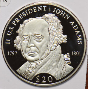Liberia 2000 20 Dollar John Adams 294654 combine shipping