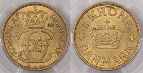 Denmark 1935 N GJ Krone PCGS MS 62 PC1445 combine shipping