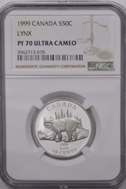 Canada 1999 50 Cents Silver NGC Proof 70 Ultra Cameo LYNX NG1670 combine shippin