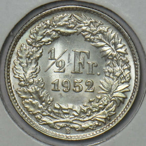 Switzerland 1952 1/2 Franc Ch BU 295553 combine shipping