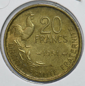 France 1951 20 Francs Rooster animal 190957 combine shipping