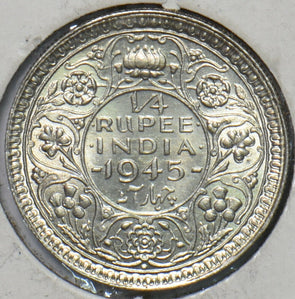 British India 1945 B 1/4 Rupee 295884 combine shipping