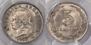 Argentina 1907 5 Centavos PCGS MS 64 Finest Known Pop. 1 PC1334 combine shipping
