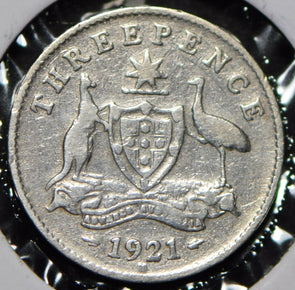 Australia 1921 3 Pence Kangaroo animal Emu  191458 combine shipping