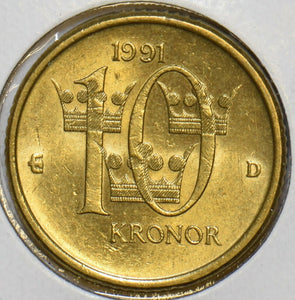 Sweden 1991 10 Kronor 152799 combine shipping
