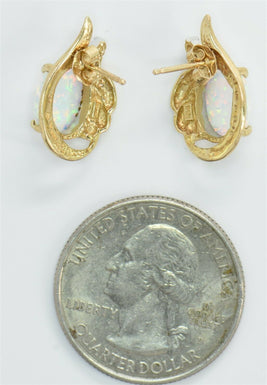 10K Gold Oval Opal Earrings EG0010