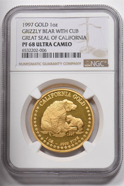 1997 Gold The Great Seal Of California 1oz NGC PF68 ULTRA CAMEO NG1774