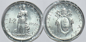 Vatican 1953 2 Lire 241054 combine shipping