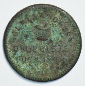 1863 Holmes & Norton Druggists Token Rockford ILL. 198104 combine shipping