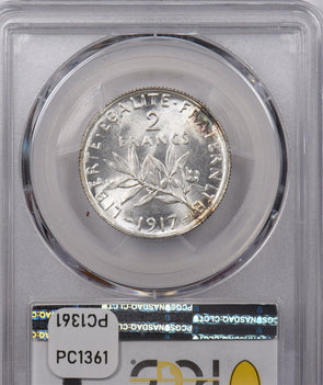 France 1917 2 Francs PCGS MS 64 Gad-532 PC1361 combine shipping