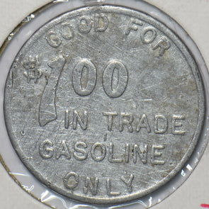 1930 Good for $1 in trade gasoline only Token A&T serve yourself 5050 E. Olympi