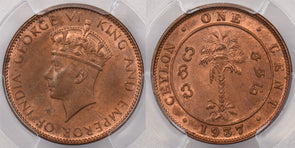 Ceylon 1937 Cent PCGS MS 64 RED BROWN PI0024 combine shipping
