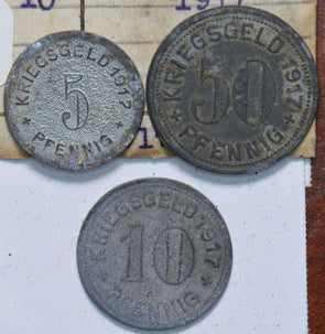 Germany 1917 5/10/50 Pfennig Mettmann Kreisverwalt 490299 combine shipping